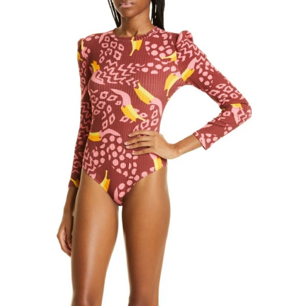 💕FARM RIO💕 Toucanissimo Long Sleeve Stretch Cotton Body Suit ~ Small S NWT